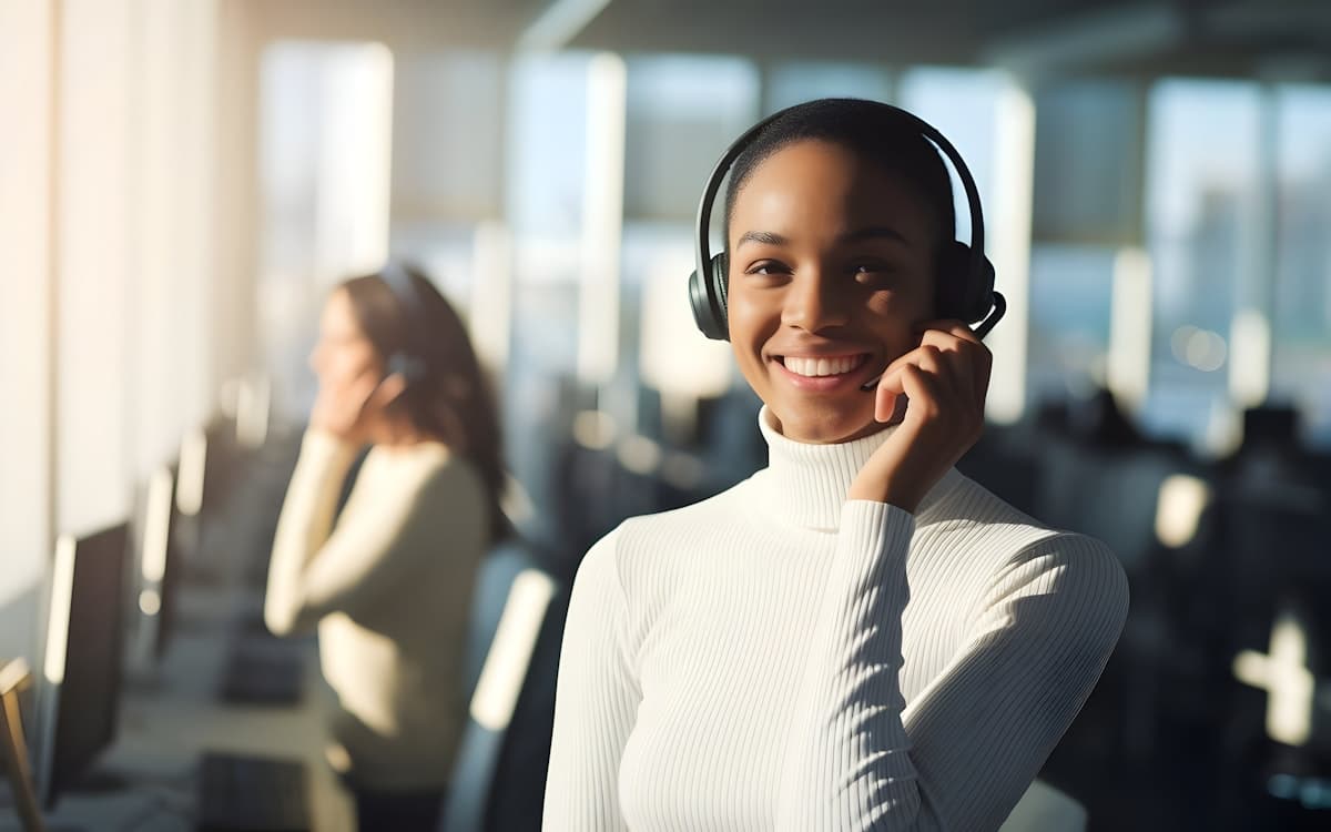 A UG Manuals support agent on a headset